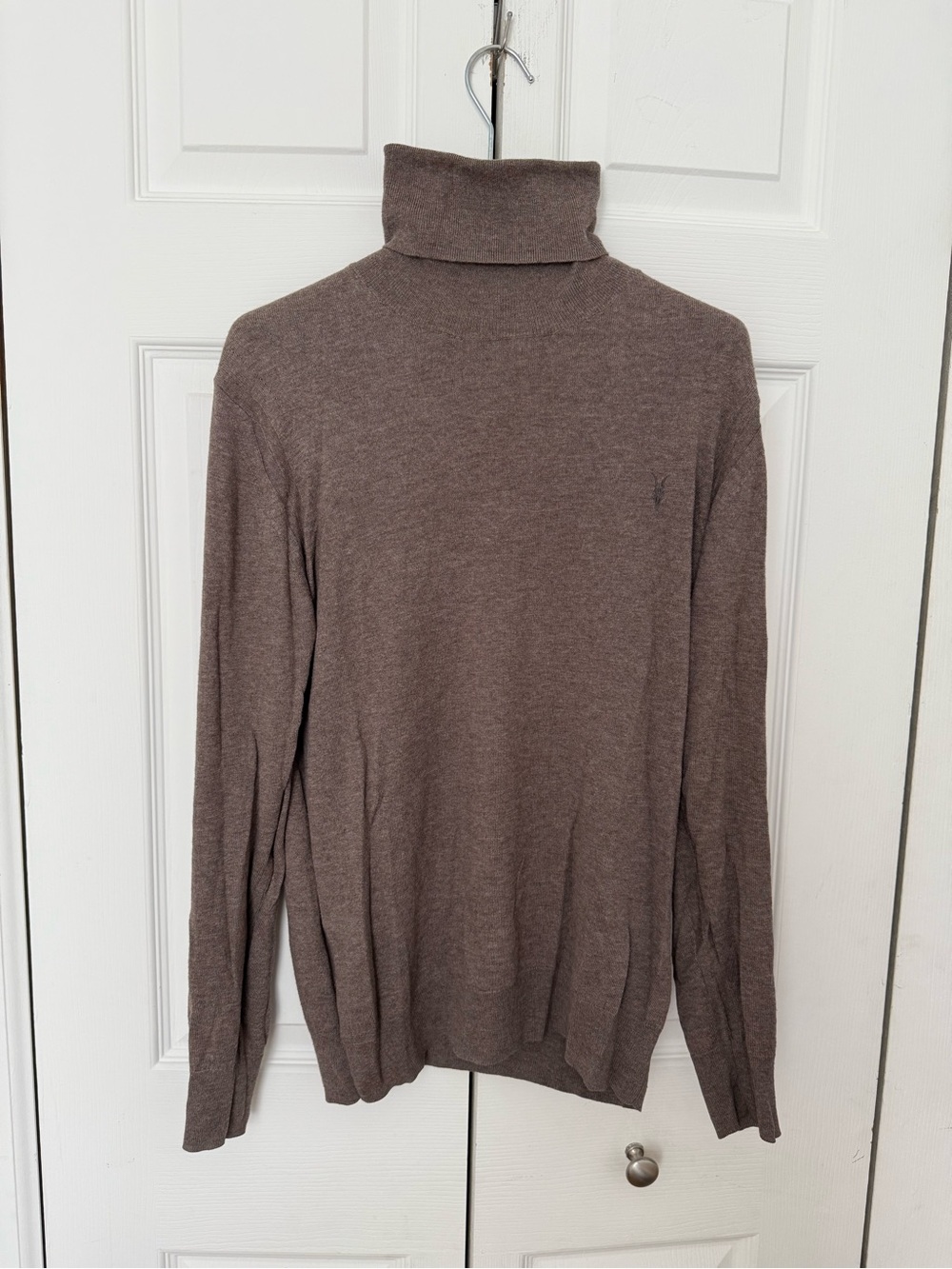 All Saints Men's Brown/Beige Turtleneck Sweater